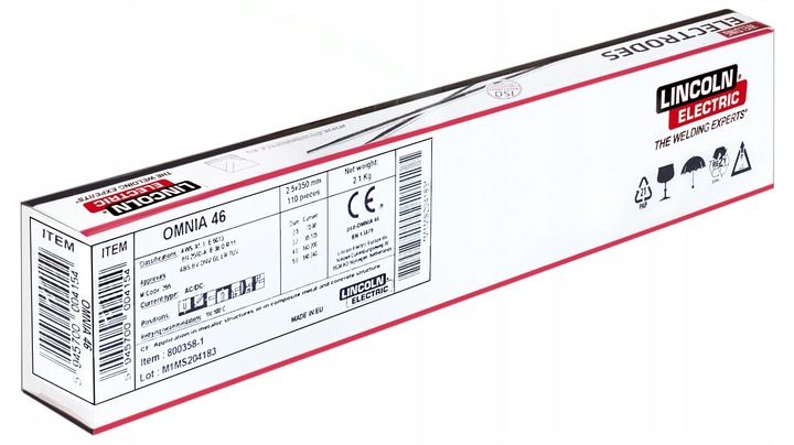 Elektrody Rutylowe Lincoln Omnia 46 Ø2,5; 2,1kg zdjęcie 4