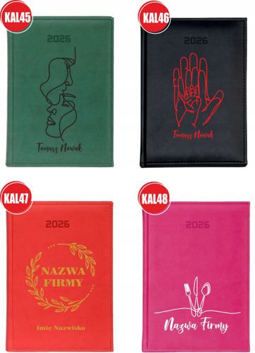 KALENDARZ A4 2026 DZIENNY terminarz z nadrukiem UV PLANER PREZENT + IMIĘ na Arena.pl