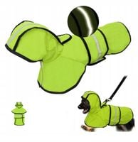 Kurtka płaszcz ubranko przeciwdeszczowa dla psa z kapturem L zielona