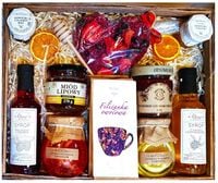 KOSZ BOX PREZENTOWY PREZENT MIÓD HERBATA KONFITURY CZEKOLADA SYROP