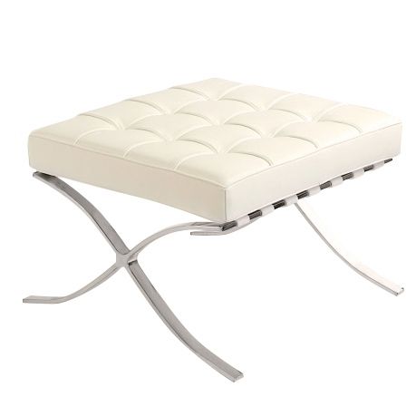 Podnóżek BARCELON biały - skóra, chrom na Arena.pl