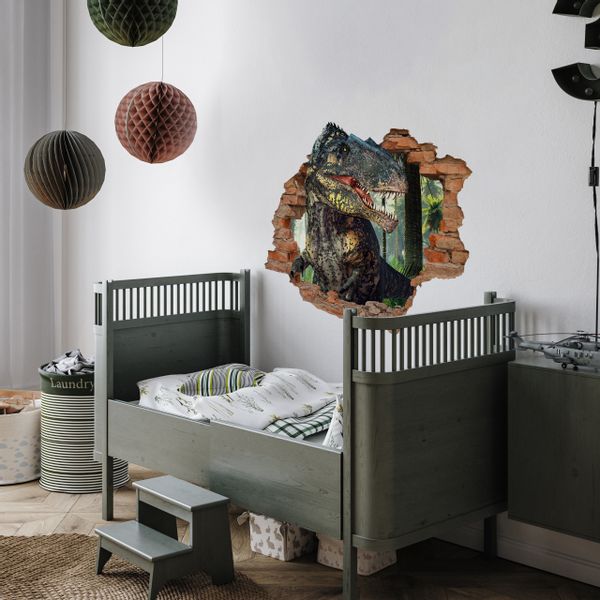 Naklejka Na Ścianę Dla Dzieci DINOZAUR Dżungla Mur 3D 80cm x 60cm zdjęcie 5