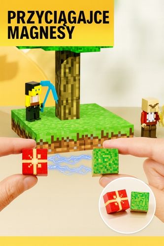 KLOCKI MAGNETYCZNE PIKSELE BLOCZKI SZEŚCIANY MOCNE 184 KLOCKI 2 FIGURKI na Arena.pl