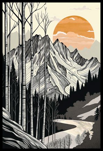 Plakat 40x60cm Drzeworys Górski na Arena.pl