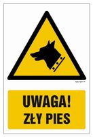 Uwaga Zły Pies 225X150 Tabliczka Ostrzegawcza Płyta Wodoodporna + Przylepce