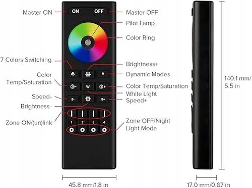 PILOT LED BTF-LIGHTING RC03RFB RF Remote 4 Zone Group Control na Arena.pl