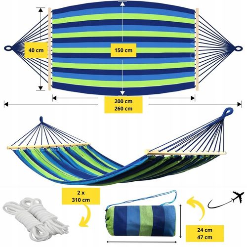 HAMAK OGRODOWY DWUOSOBOWY XXL 2 Osobowy Turystyczny Z DRĄŻKIEM DUŻY na Arena.pl