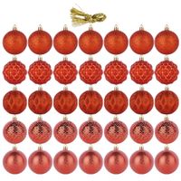 35x Bombki Choinkowe Świąteczne Nietłukące Czerwone Zestaw Bombek Choinka