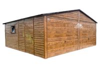 Garaż Blaszany 6x5 2x Brama uchylna - drzwi okno Drewnopodobny GB172