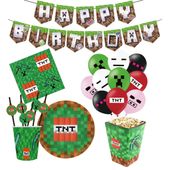 Zestaw dekoracji na urodziny Minecraft piksele TNT