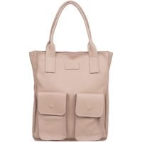 VERA PELLE torebka skórzana shopper na ramię z kieszeniami V516 j.różowa