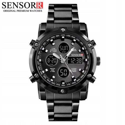 MODNY ZEGAREK MĘSKI NA BRANSOLECIE NOWY MODEL 2024 SENSORR LED Stal 304 na Arena.pl