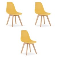 Krzesło musztardowe KITO polipropylen bukowe nogi do kuchni salonu x3