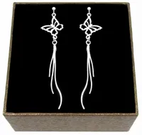 DAMSKIE WISZĄCE DŁUGIE KOLCZYKI SREBRNE MOTYLKI LINKI SREBRO PRÓBY 925 A24