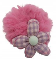 Gumka do włosów dziewczęca mocna elastyczna donut futerko kwiatek różowa