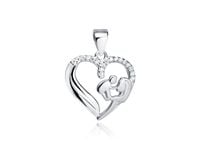 RODOWANY SREBRNY WISIOREK SERCE CYRKONIA CYRKONIE