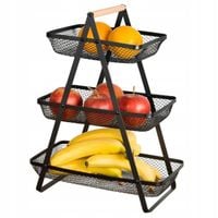 PATERA KOSZYK KOSZ TRZY POZIOMOWY NA OWOCE WARZYWA METALOWY CZARNY LOFT