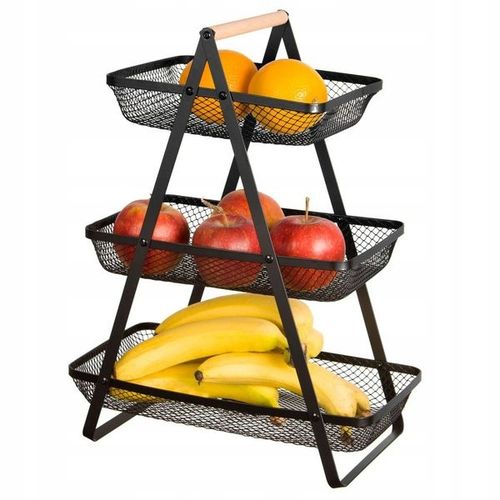 PATERA KOSZYK KOSZ TRZY POZIOMOWY NA OWOCE WARZYWA METALOWY CZARNY na Arena.pl