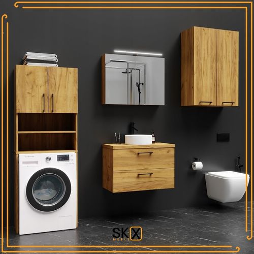 Szafka Łazienkowa Nad Pralkę Suszarkę Słupek Regał Zabudowa AGD Dąb na Arena.pl