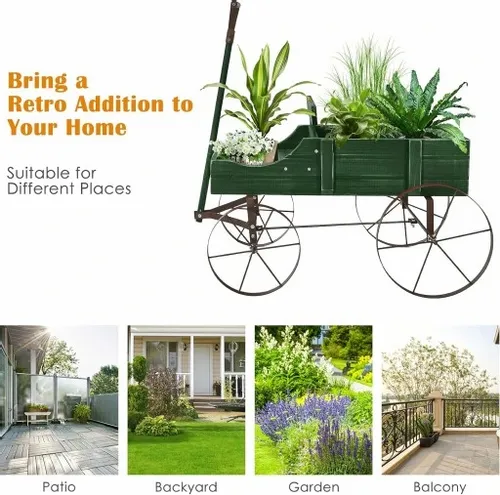 Wózek na kwiaty z metalowymi pojemnikami na zewnątrz regału na doniczki na Arena.pl