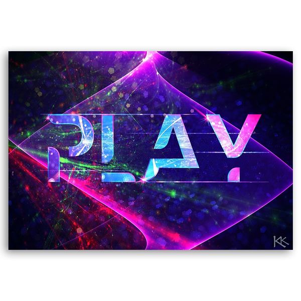 Emaga Obraz na płótnie, Napis play abstrakcja - 60x40 zdjęcie 3