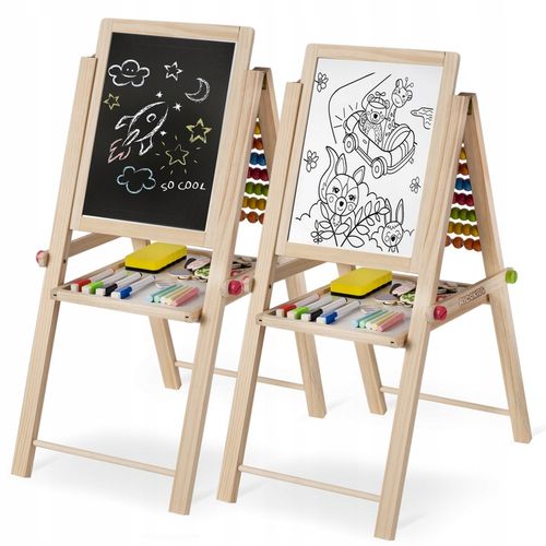 TABLICA DWUSTRONNA Z LICZYDŁEM DLA DZIECI MAGNETYCZNA KREDOWA + AKCESORIA na Arena.pl