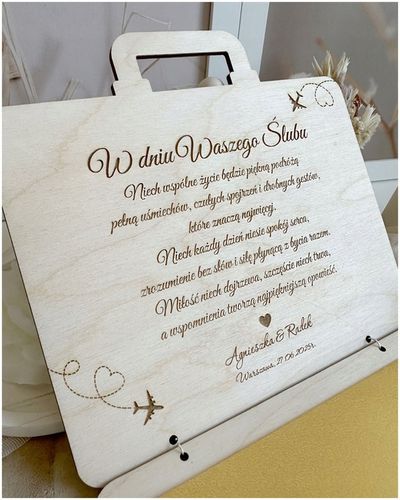 Kartka WALIZKA NA ŚLUB WESELE na pieniądze GRAWER prezent pamiątka na Arena.pl