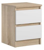 Szafka Nocna Do Sypialni 2 Szuflady Stolik Do Łóżka Pari 2 Sonoma Biały Mat