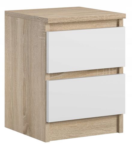 Szafka Nocna Do Sypialni 2 Szuflady Stolik Do Łóżka Pari 2 Sonoma Biały Mat na Arena.pl