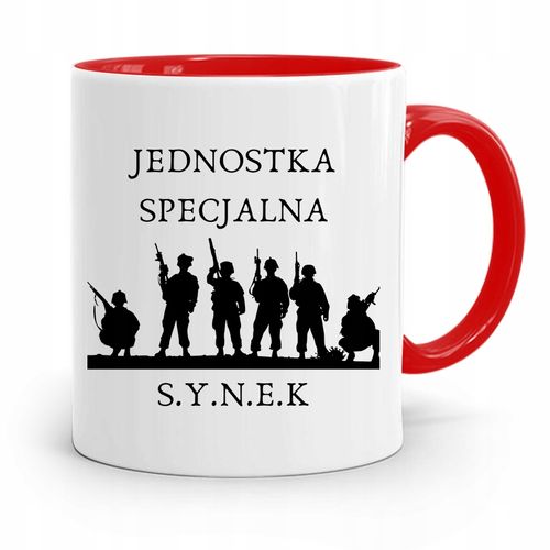 Kubek Czerwony Prezent Dla Syna Jednostka Spec Z Nadrukiem Ze Zdjęciem na Arena.pl