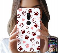 ETUI DO XIAOMI REDMI 8 - PSIE ŁAPKI NA BIAŁYM TLE, PIES, KOT, MIŚ