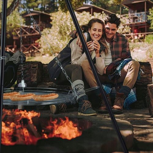 PALENISKO TRÓJNÓG GRILL OGRODOWY OGNISKOWY WISZĄCY DUŻY RUSZT CHROMOWANY 50 na Arena.pl