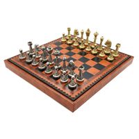 ITALIAŃSKI ZESTAW FIGUR SZACHOWYCH STAUNTON + SZACHOWNICA CZARNY/BRAZOWY 35