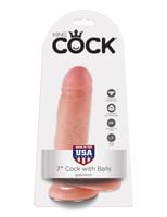 7' cock with balls flesh dildo z jądrami cieliste 18cm king cock