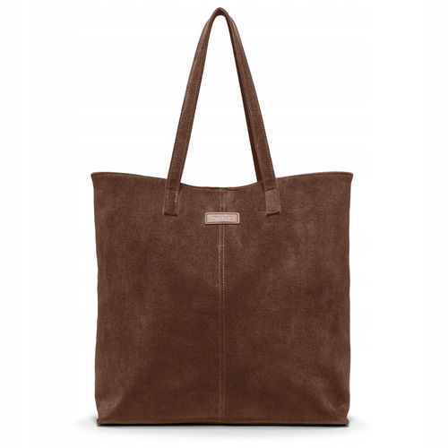 PUCCINI Torebka Damska Shopper Duża Ekologiczny Zamsz Brązowa BK2251034D-2 na Arena.pl