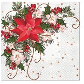 Serwetki papierowe świąteczne stroik gwiazda betlejemska, 20 szt.