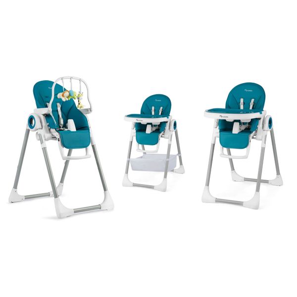 Krzesełko do karmienia ze stolikiem, leżaczek Belo ciemno niebieskie + pałąk z zabawkami zdjęcie 11