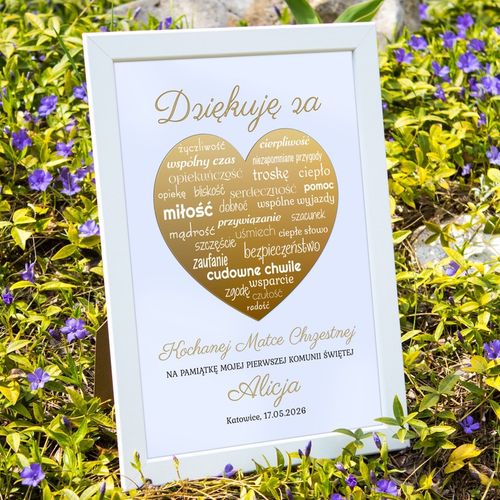 Podziękowania KOMUNIA Św DLA CHRZESTNYCH RAMKA 3D DZIADKÓW PREZENT obraz na Arena.pl
