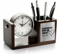 Personalizowany Zegar z Organizerem na Biurko grawerowany PREZENT DLA BRATA