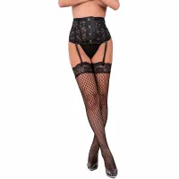 livco corsetti fashion aufdaria pończochy kabaretki czarne s/m z koronką