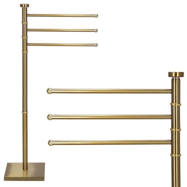 Wieszak na ręczniki uchwyt ręcznikowy na 3-ramienny, stojak łazienkowy 86 cm złoty zdjęcie 1