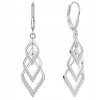 Długie Srebrne kolczyki wiszące z cyrkoniami angielskie zapięcie