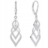 Długie Srebrne kolczyki wiszące z cyrkoniami angielskie zapięcie