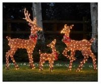 Dekoracja świąteczna Rodzina reniferów LED, brokatowo-brązowa renifer