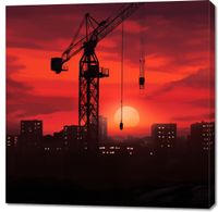 Obraz 100x100cm Zmierzch Nad Budową