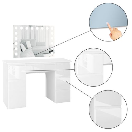 Toaletka MEGAN B2 z lustrem VISAGE biała/FRONTY POŁYSK na Arena.pl