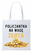 Dla Policjanta Policjantki Torba Eco Biała Shopper Z Nadrukiem Ze Zdjęciem