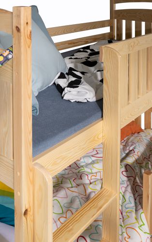 Łóżko ZOSIA piętrowe drewniane trzyosobowe SOSNA 90x190 dla dzieci na Arena.pl