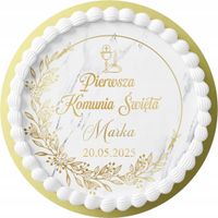 OPŁATEK NA TORT 20CM - NA PIERWSZA KOMUNIA ŚWIĘTA OKRĄGŁY 16CM 18CM + IMIĘ