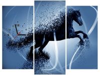 90CM 70 ZEGAR 3 ELEM NIEBIESKI KOŃ GMENTARYZACJA JAKUB BANAŚ SCIENNY DRUK